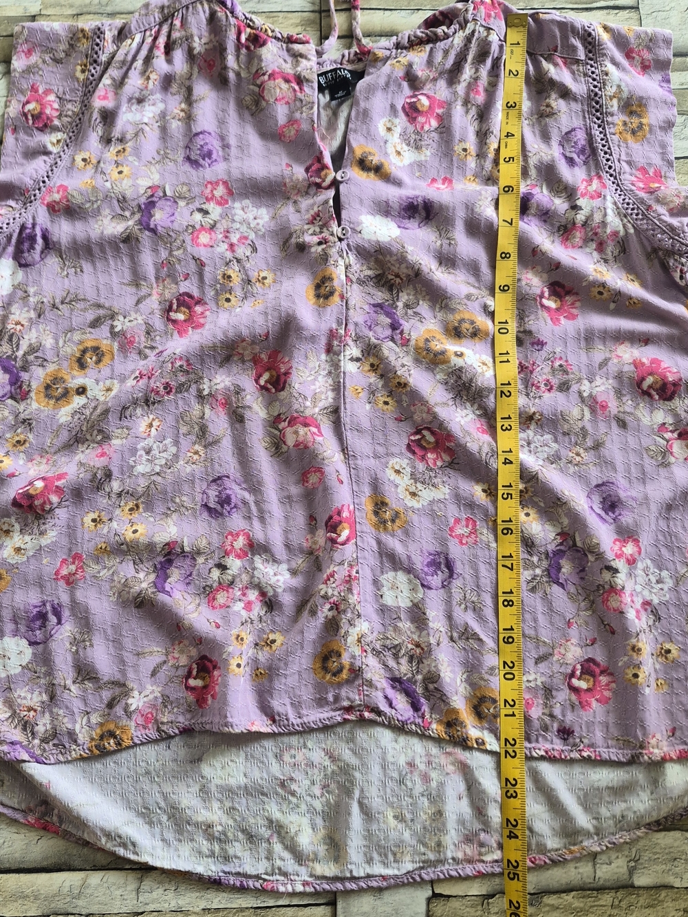 ​Buffalo Bitton Floral Viscose Boho Peasant Top Women's M Lavender Pink Summer - Picture 4 of 7